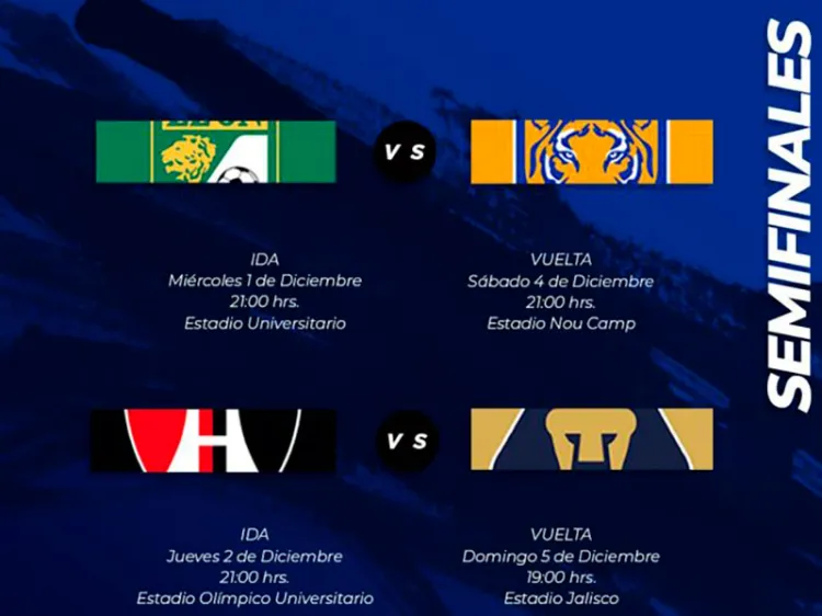 Estos son los horarios de semifinales del Apertura 2021