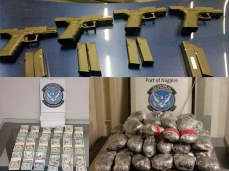 Continúan decomisos de drogas, armas y dinero en garitas de Arizona