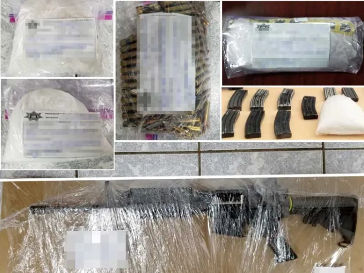 Aseguran paquetes con sustancias prohibidas y arma de fuego