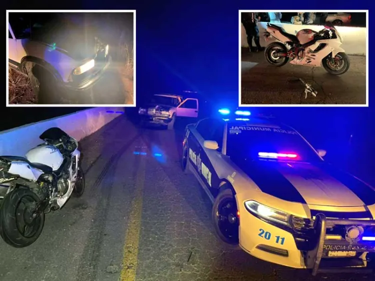 Huye conductor ebrio después de impactarse con motocicleta