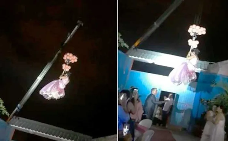 Llega quinceañera a su fiesta con ayuda de grúa
