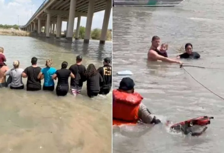 Rescatan a familia cubana con niño arrastrada por la corriente en el Río Bravo