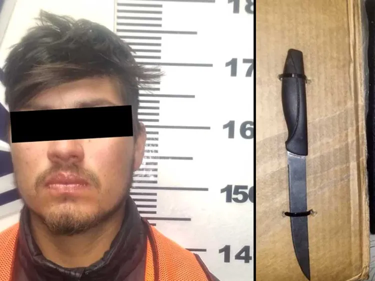 Logran detener a sujeto armado con un cuchillo