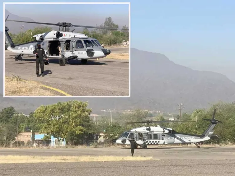 Llega helicóptero de la GN para combate de incendio en Álamos