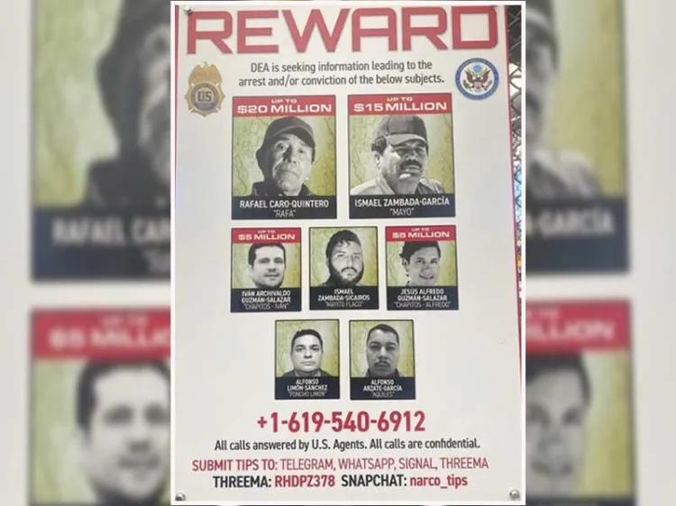 Lanza DEA nuevo póster para capturar a 'El Mayo' Zambada y Caro Quintero