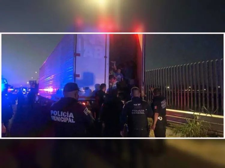 Rescatan a 150 centroamericanos hacinados en caja de tráiler