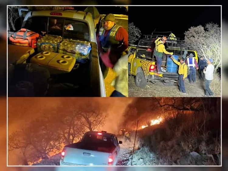 Apoyan Jepperos a bomberos en incendio forestal