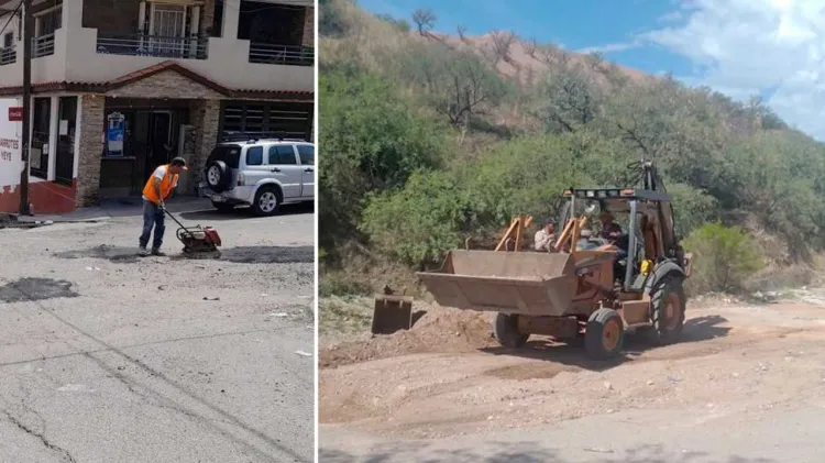 Desazolvan arroyo Las Bellotas y bachean calle en Colinas del Yaqui