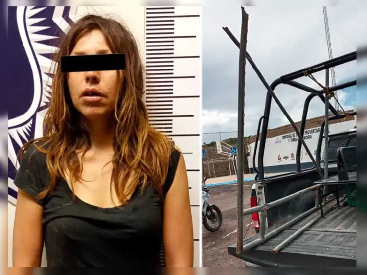 Detienen a mujer por robar estructura metálica