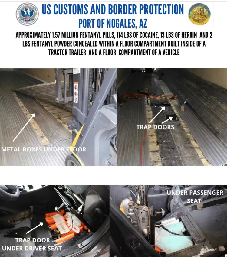 Aseguran millonario cargamento de fentanilo en garita Mariposa