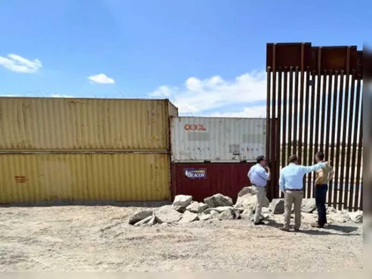 Tapan huecos en frontera de Nogales con contenedores