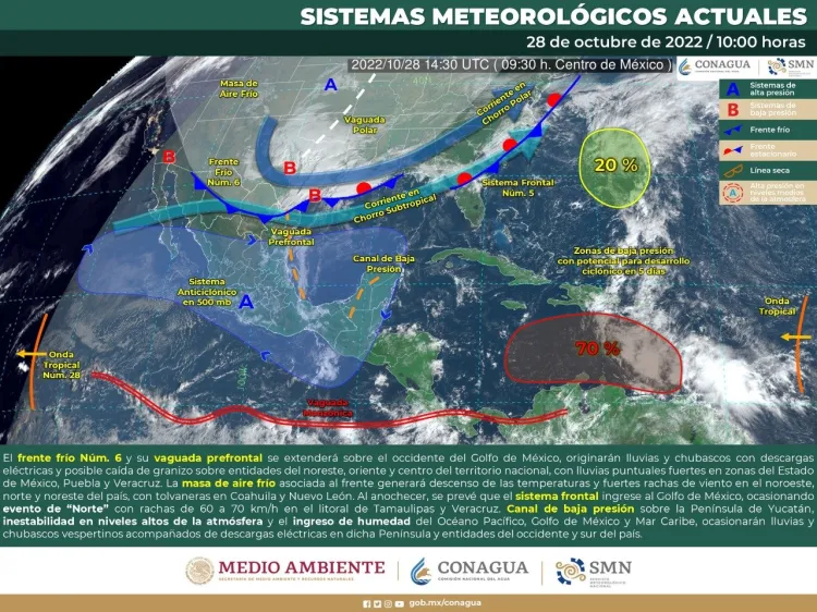 Prevén heladas por llegada del frente frío 6 a México
