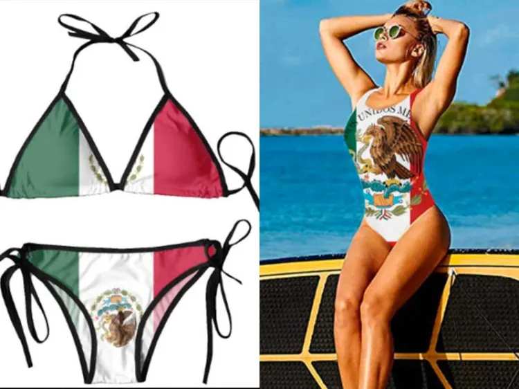 Comercializan bikinis y playeras con el Escudo Nacional
