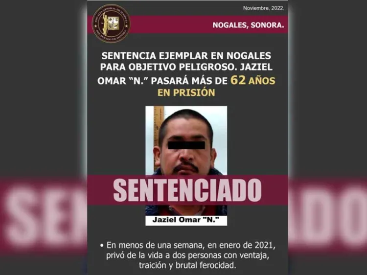 Sentencian a 62 años a asesino de dos personas