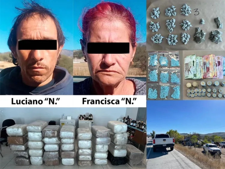 Aseguran autoridades narcóticos y dinero en efectivo en El Cíbuta; hay dos detenidos