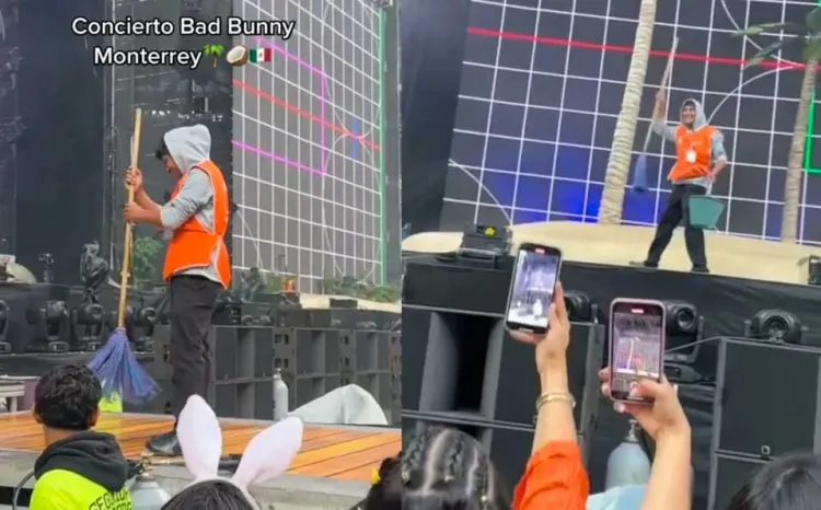 Roba atención joven de limpieza en concierto de Bad Bunny en Monterrey