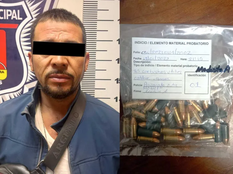 Detienen a persona con decenas de cartuchos útiles