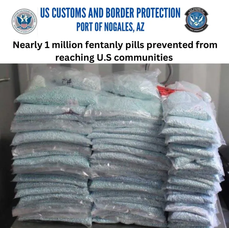 Aseguran casi un millón de pastillas de fentanilo