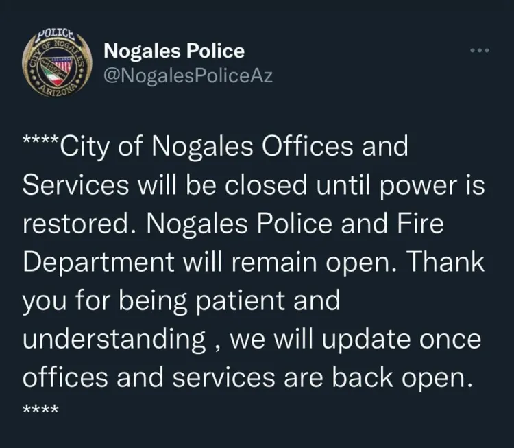 Queda a oscuras Nogales, Arizona por desperfecto en estación eléctrica