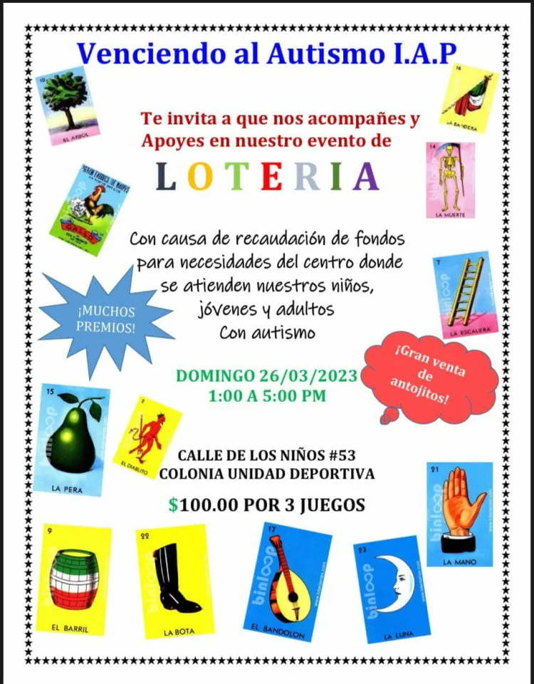 Alistan lotería con causa a beneficio de Venciendo el Autismo