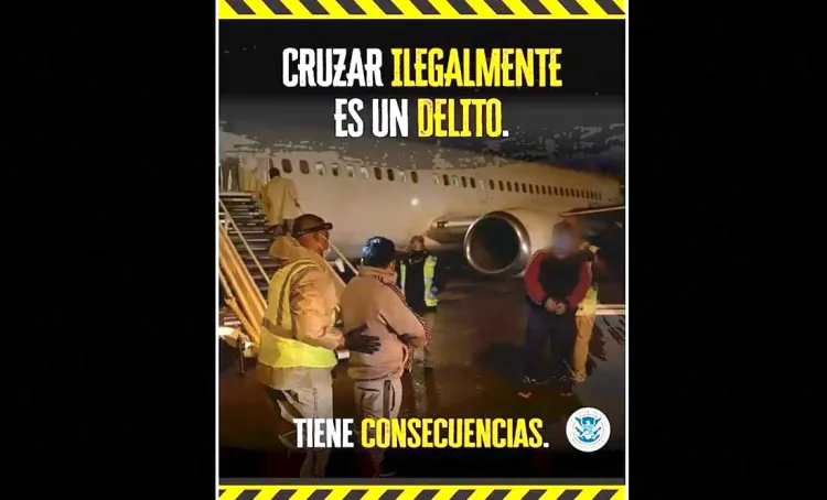 Advierten en mensaje que cruzar a EU es un delito