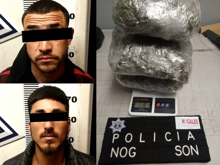 Detienen a dos en posesión de paquetes de mariguana
