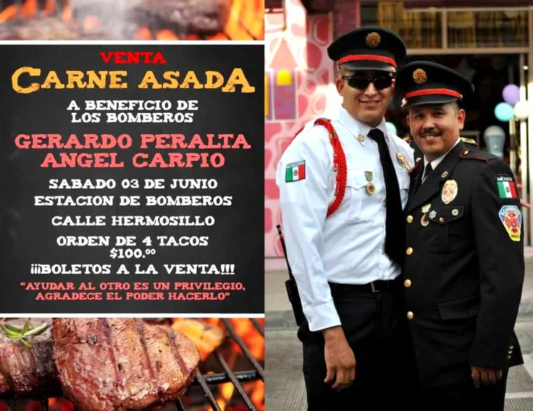 Venden tacos de carne asada para gastos médicos de bomberos