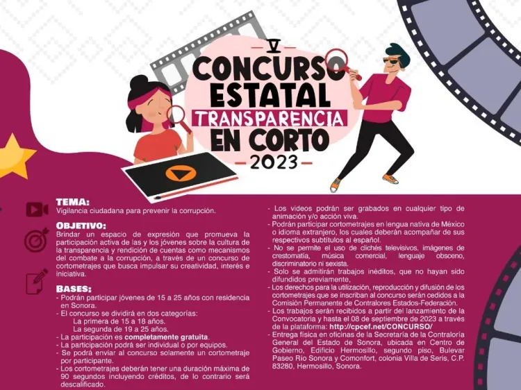 Convocan a Concurso Estatal de Transparencia en Corto 2023