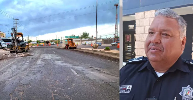 Mantienen segura vialidad en trabajos de rehabilitación de calle