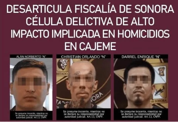 Desarticulan célula delictiva de alto impacto en Cajeme