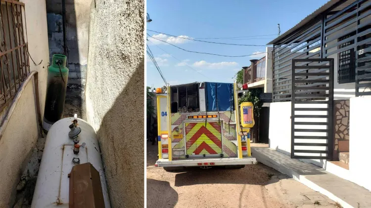 Provocan incendio de tres viviendas explosión de tanque