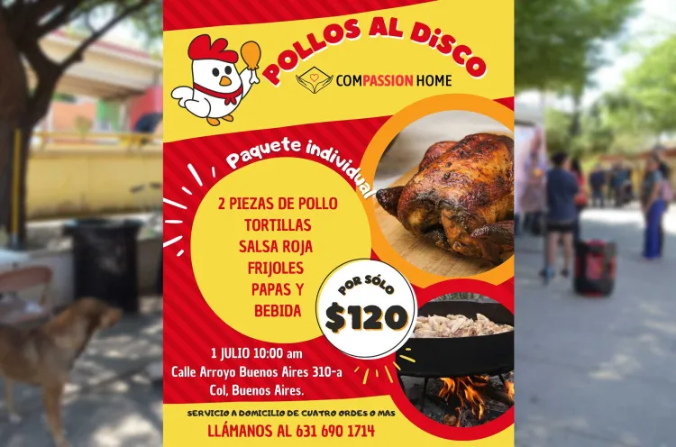 Organiza Compassion Home venta de pollo al disco