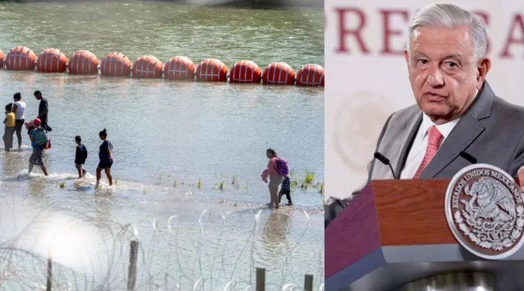 Pide AMLO retirar boyas del Río Bravo tras muerte de dos migrantes