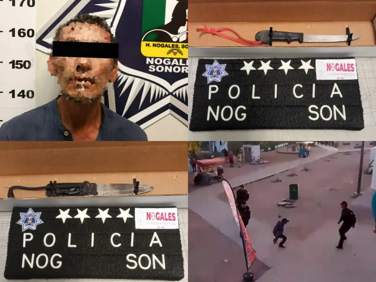 Con arma blanca se enfrenta a policías