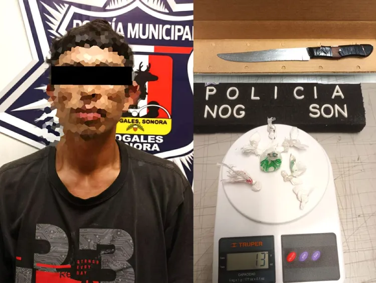 Detienen policía a sujeto luego de agredirlos con cuchillo