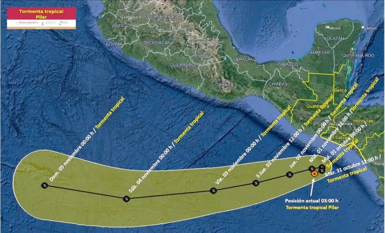 Alerta amarilla en Tabasco por tormenta “Pilar”