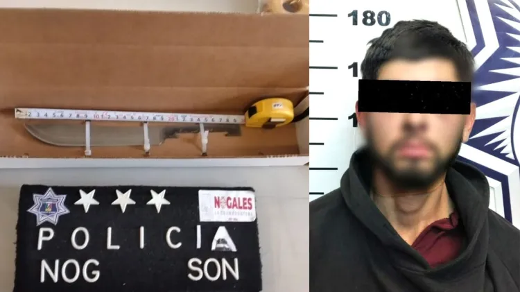 Detienen a persona que llevaba cuchillo en mano en la calle