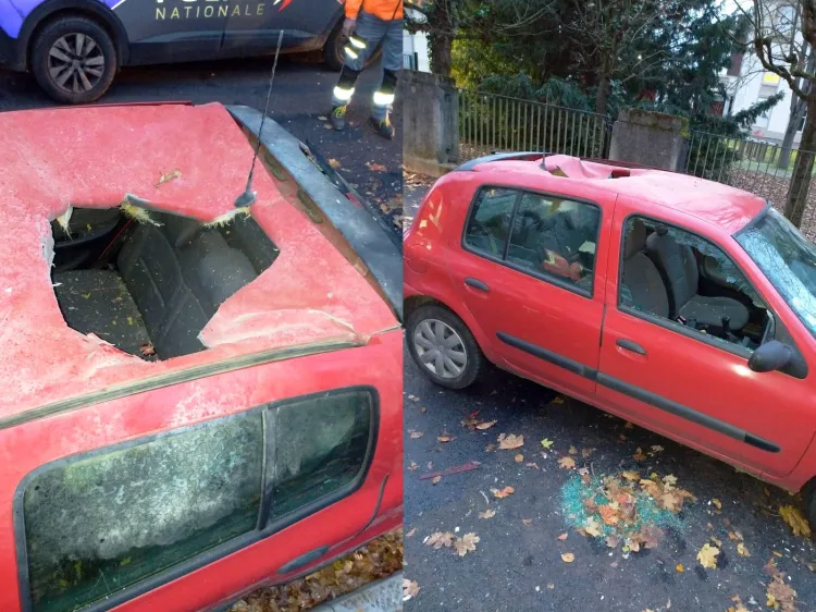 Golpea meteorito a auto en Francia; lo deja destrozado