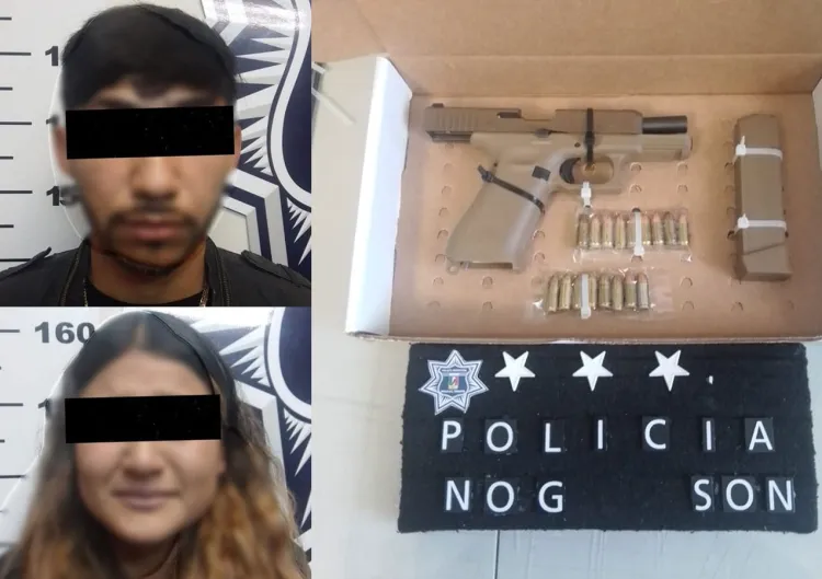 Pareja es detenida con un arma