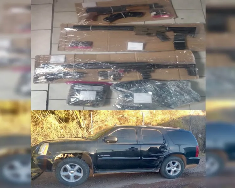 Decomisa Mesa Estatal de Seguridad armamento en un vehículo