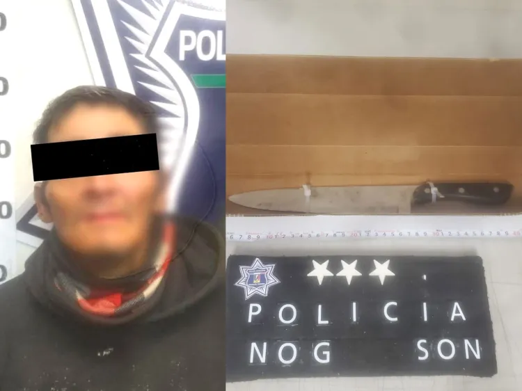 Atrapan a sujeto armado con cuchillo