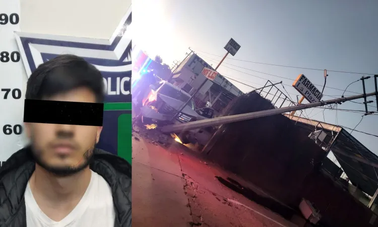 Causa conductor ebrio cuantiosos daños al chocar contra poste