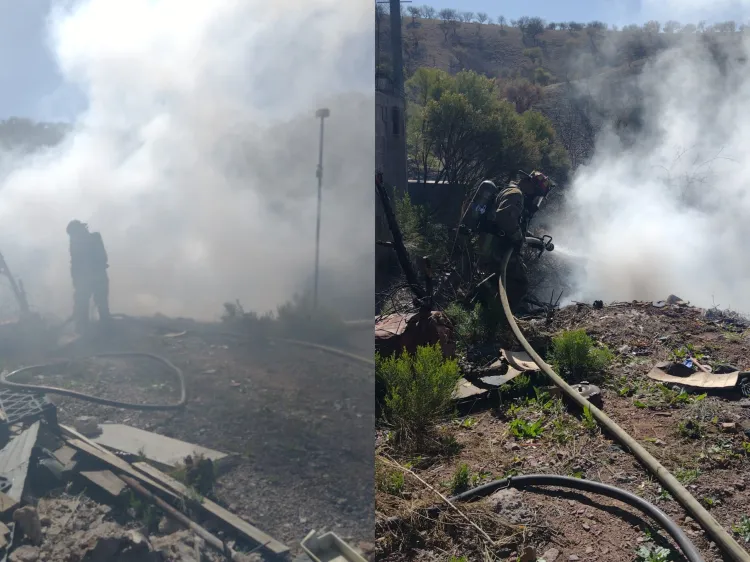 Arde basurero clandestino de llantas
