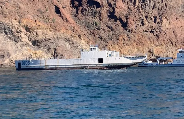 Hunden en San Carlos el buque Suchiate de la Semar