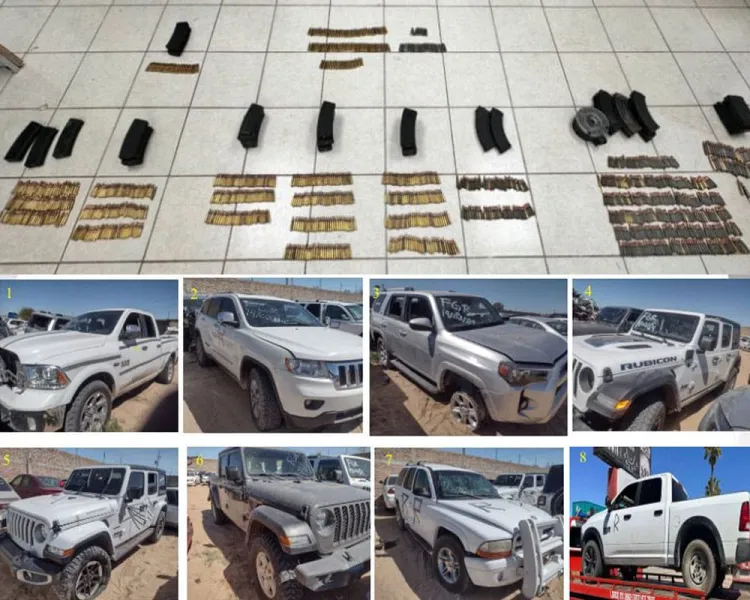 Aseguran vehículos blindados, cargadores y cartuchos en SLRC