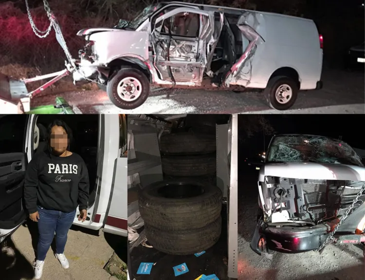 En persecusión desde EU se estrella mujer en la Puerta de México