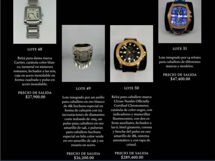 A subasta, 'lujo barato' en Los Pinos: relojes con diamantes, alhajas…