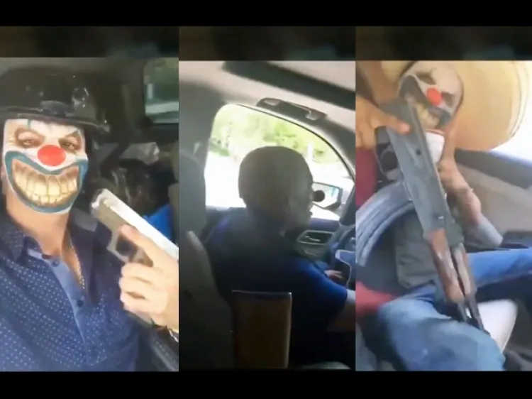 Con máscaras de payaso y con armas, se exhiben en Camargo