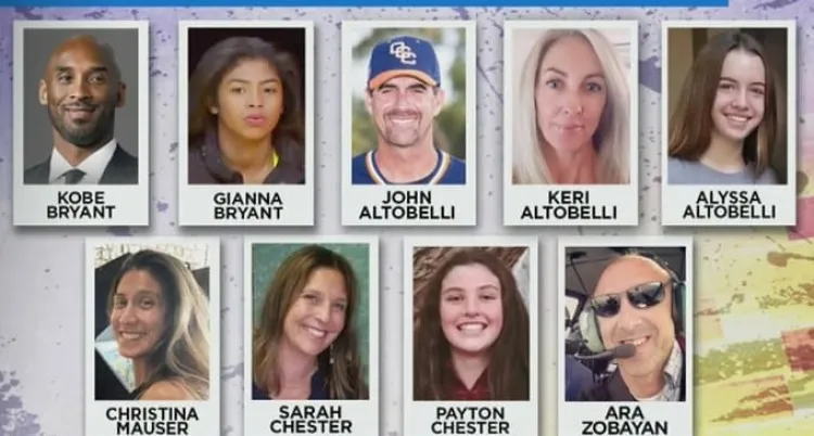 Identifican a las 9 víctimas en el helicóptero de Kobe Bryant