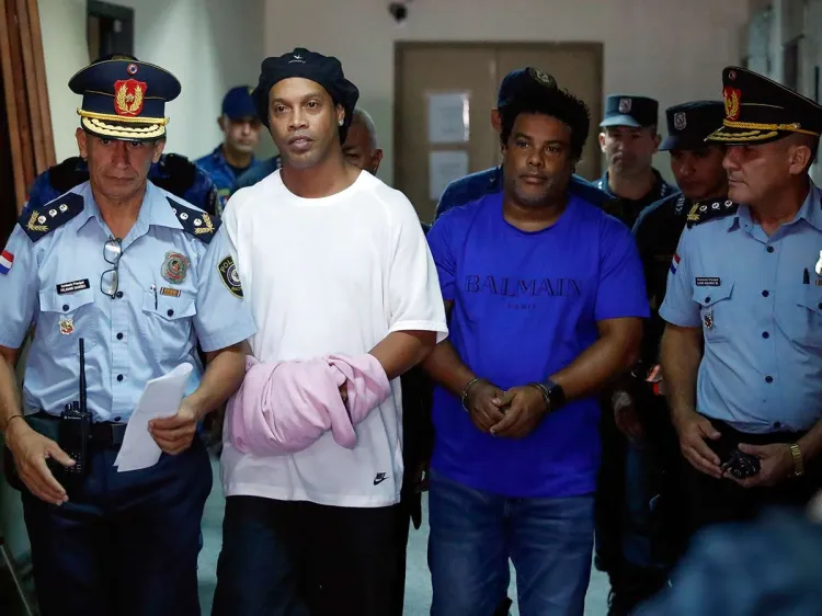 Ronaldinho esposado; comparece en audiencia